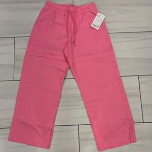 Athleta retreat linen wide leg pants pink sz S petite NWT